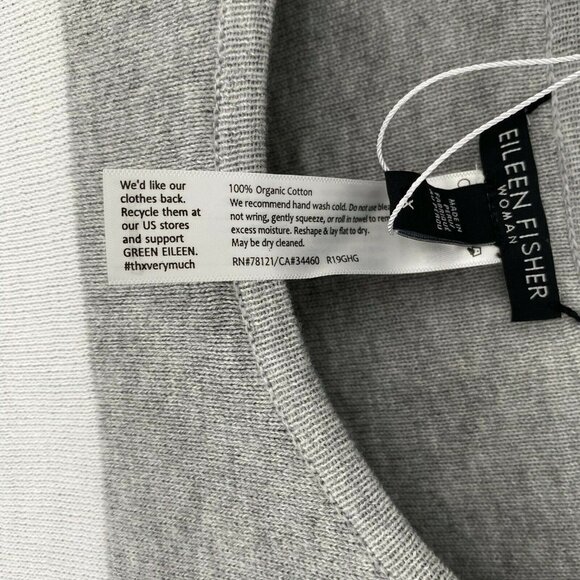 Eileen Fisher NWT Grey/White Stripe Round Neck Lagenlook BOX-TOP Sweater Size 1X - Picture 6 of 7